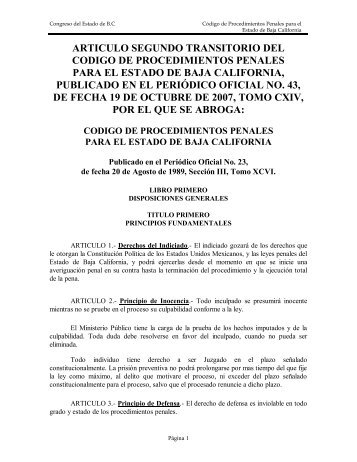 CODIGO DE PROCEDIMIENTOS PENALES - Tijuana