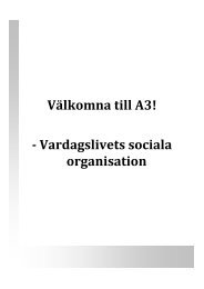 VÃ¤lkomna till A3! - Vardagslivets sociala organisation