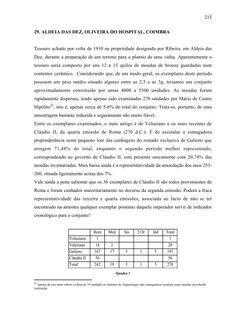 CIRCULAÃÃO MONETÃRIA NA LUSITÃNIA DO SÃCULO III - Numismatas