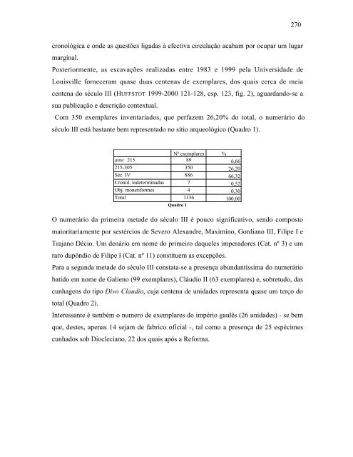 CIRCULAÃÃO MONETÃRIA NA LUSITÃNIA DO SÃCULO III - Numismatas