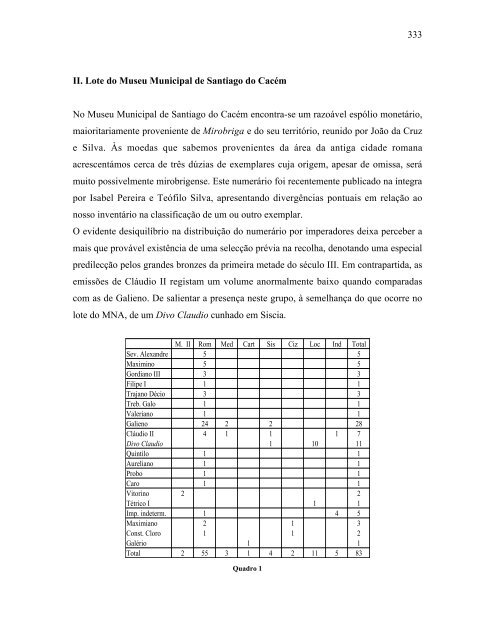 CIRCULAÃÃO MONETÃRIA NA LUSITÃNIA DO SÃCULO III - Numismatas