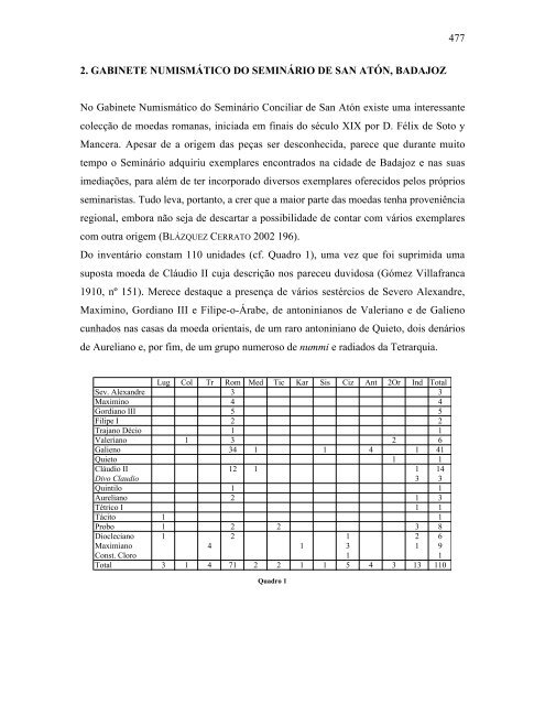 CIRCULAÃÃO MONETÃRIA NA LUSITÃNIA DO SÃCULO III - Numismatas