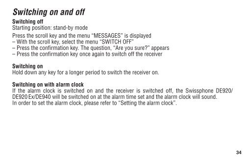 Operating Instructions Swissphone DE920,  DE920Ex, DE940