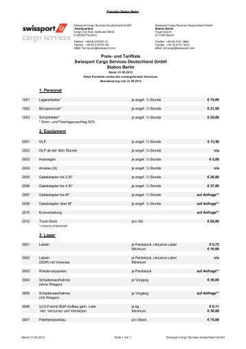 Preisliste ab 01-06-2012 in Bearbeitung DO NOT USE.xlsx - Swissport