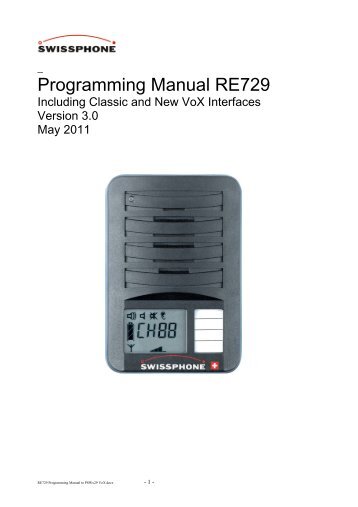 Programming Manual RE729 - Swissphone