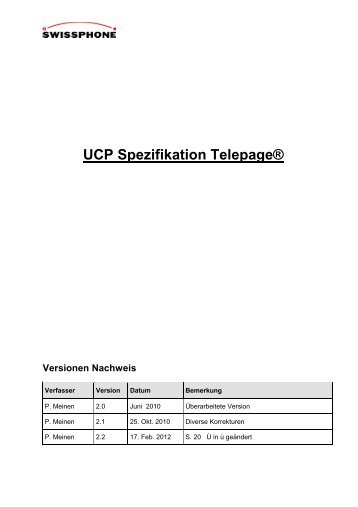 UCP Spezifikationen TELEPAGE® - Swissphone