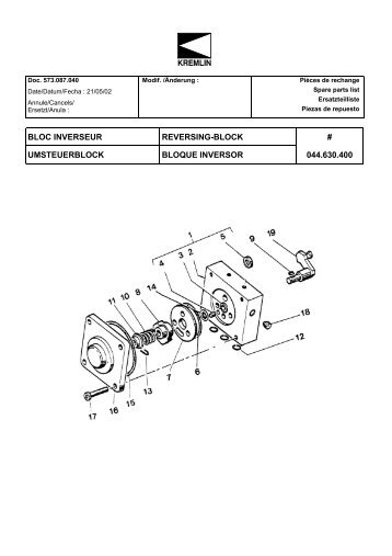 bloc inverseur reversing-block # umsteuerblock ... - Epacnz.co.nz