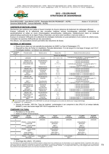 2012 – CELERI-RAVE STRATEGIES DE DESHERBAGE - acpel