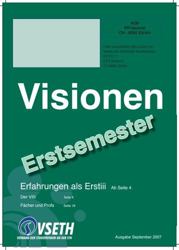 Erstsemestrigenausgabe - Vis - ETH ZÃ¼rich