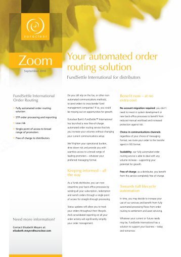 FundSettle International order routing - Euroclear