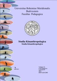 Studia Kinanthropologica - PedagogickÃ¡ fakulta - JihoÄeskÃ¡ univerzita