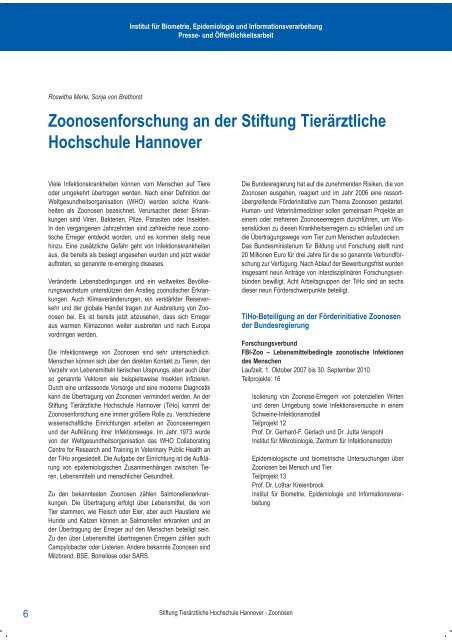 Zoonosen - Tierärztliche Hochschule Hannover