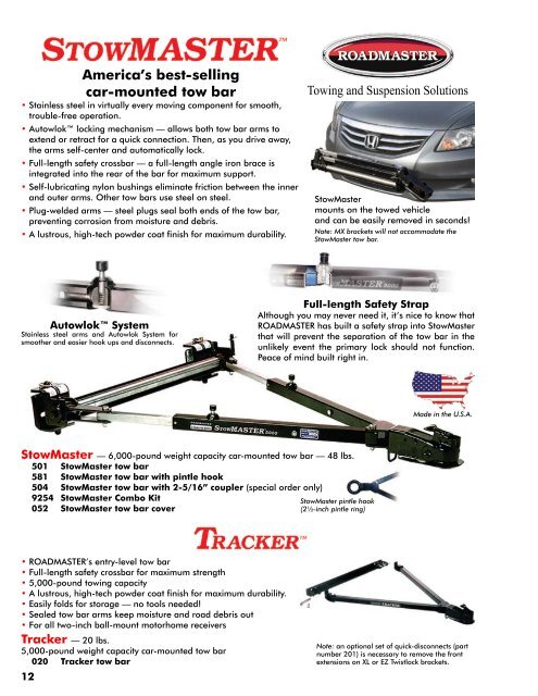 tow bars - Roadmaster Inc.