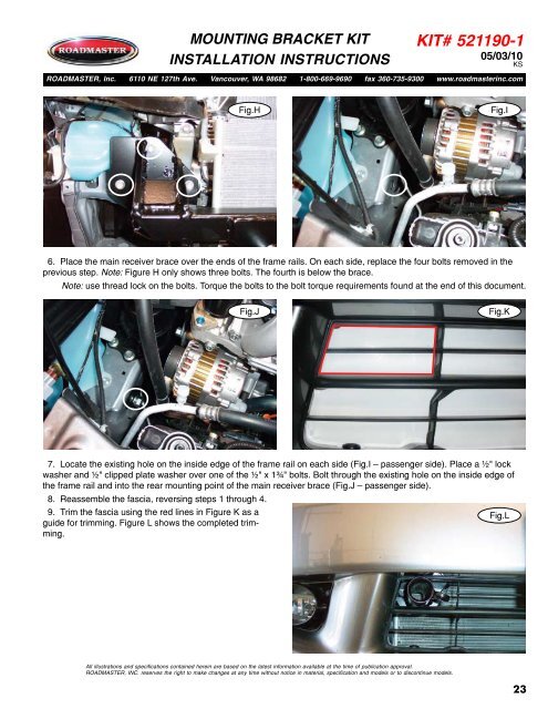 tow bars - Roadmaster Inc.