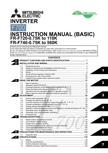 FR-F700 INSTRUCTION MANUAL (BASIC) - MRO Stop