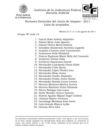 2011 Lista de aceptados - Instituto de la Judicatura Federal