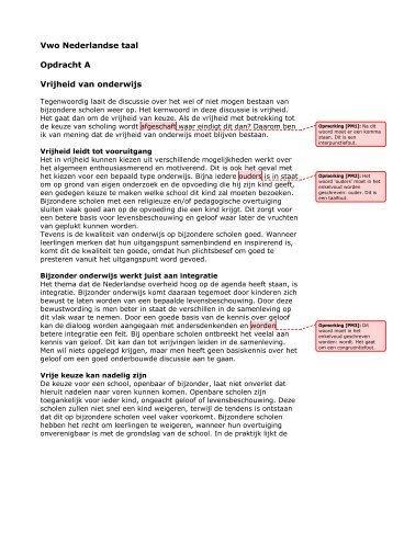 Nederlands 2 uitwerking betoog vrijheid van onderwijs - Duo