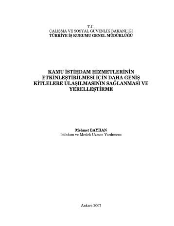 kamu istihdam hizmetlerinin etkinleÅtirilmesi iÃ§in ... - TÃ¼rkiye Ä°Å Kurumu