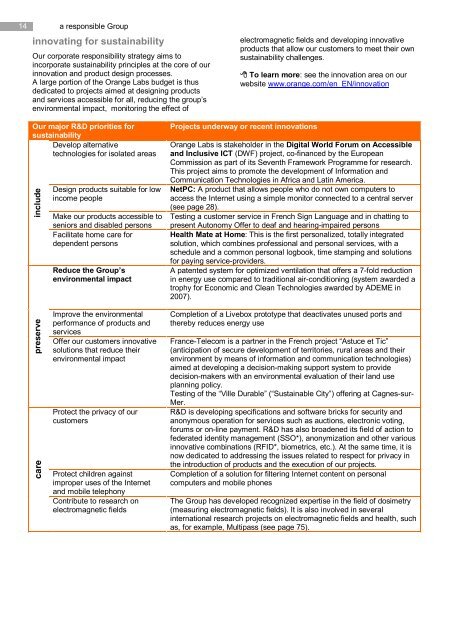 corporate social responsibility complete report France ... - Orange