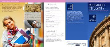 Research Integrity information leaflet - University of Oxford