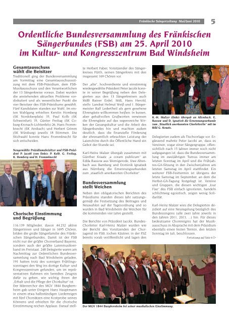 (FSB) am 25. April 2010 im Kultur - Fränkischer Sängerbund