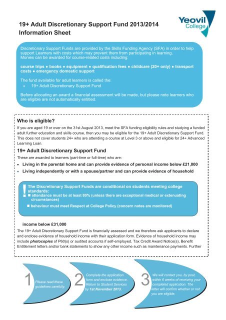 information sheet and application form - Yeovil College