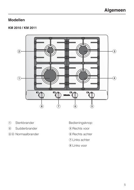 Miele KM2010G inbouw gaskookplaat 60 cm - Wehkamp.nl