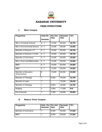 Under graduate revised fee structure - Kabarak University