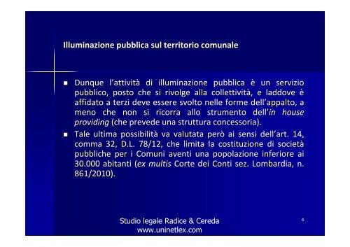 IL SERVIZIO DI ILLUMINAZIONE PUBBLICA ... - RisorseComuni