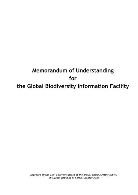 Memorandum of Understanding - Global Biodiversity Information ...