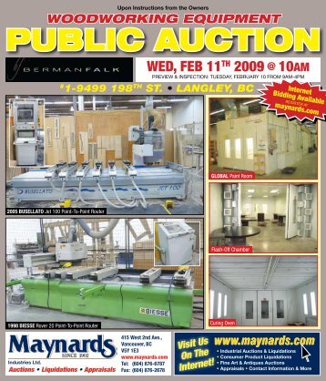 woodworking equipment - Maynards Industries