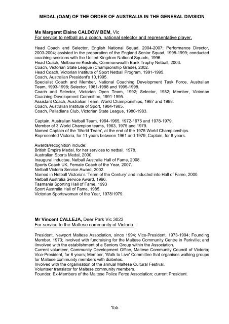 The Queen's Birthday 2009 Honours List - Governor-General of the ...