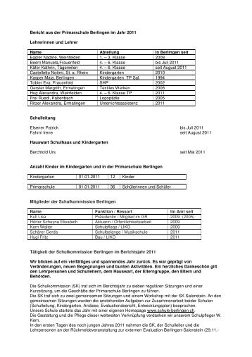 Jahresbericht - Primarschule Berlingen