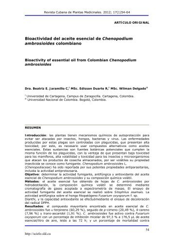 Bioactividad del aceite esencial de Chenopodium ... - SciELO