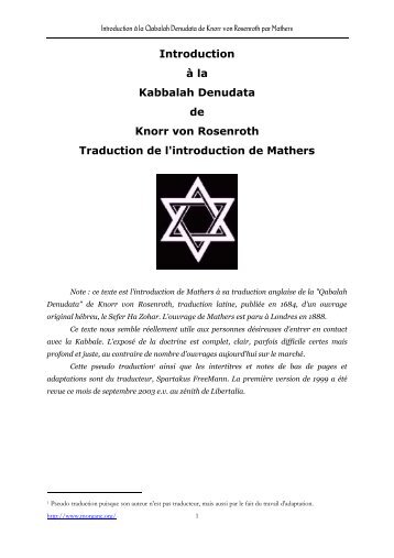 Introduction Ã  la Kabbalah Denudata de Knorr von Rosenroth