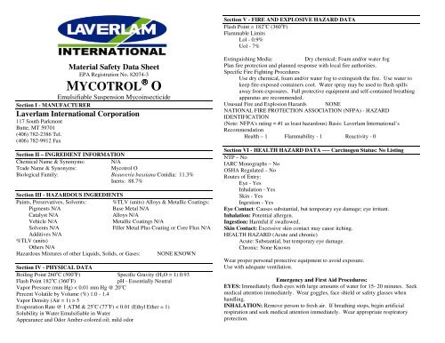 Mycotrol O MSDS - Arbico Organics