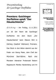 Pressemitteilung der Guichinger Dorfbühne - Kultur, Kultur, Kultur