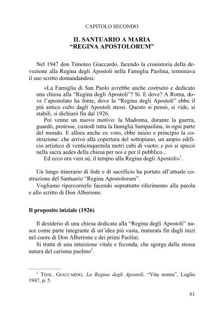 Storia del Santuario BASILICA REGINA DEGLI APOSTOLI a cura di ...