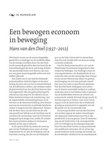 Een bewogen econoom in beweging