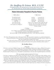 Patient Information Pamphlet & Practice Policies - Mydoctor.ca