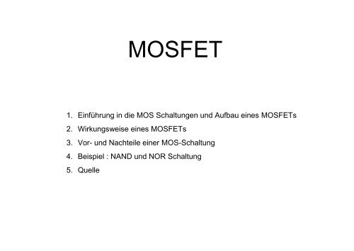 MOSFET - Projektlabor