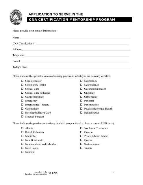 Mentor Application Form - NurseONE