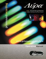 Lyra Operation Manual - Test and Measurement - Prism Sound