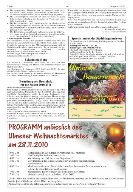 Ausgabe 47/2010 - Verbandsgemeinde Ulmen