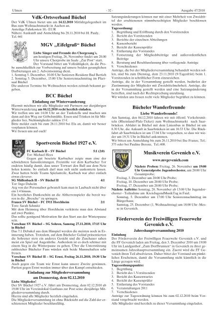 Ausgabe 47/2010 - Verbandsgemeinde Ulmen