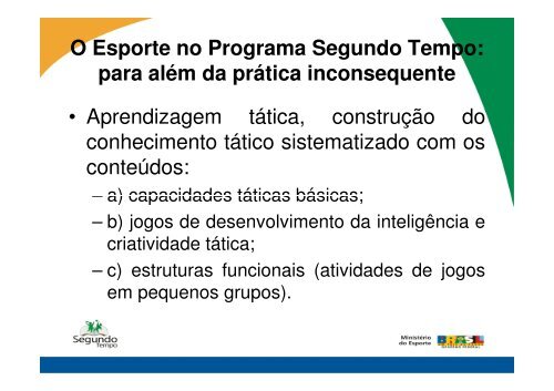 OrganizaÃ§Ã£o e desenvolvimento pedagÃ³gico do esporte no PST