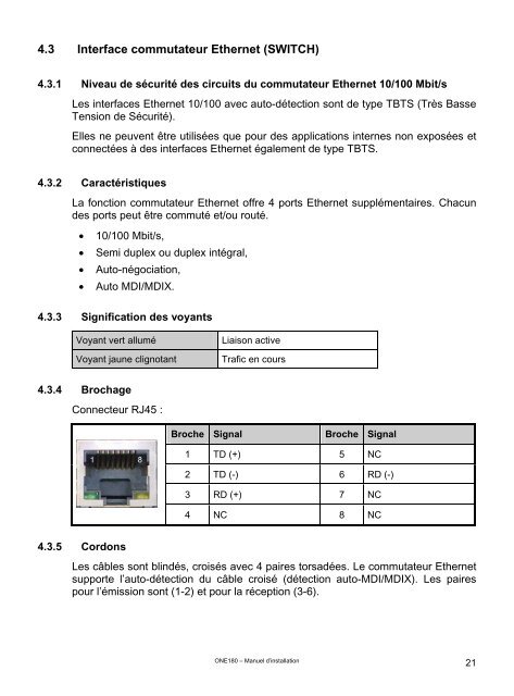 ONE180 Manuel d'installation - OneAccess extranet