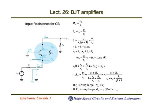 Lect.26: BJT amplifiers(1)