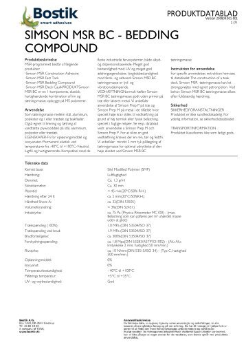 SIMSON MSR BC - BEDDING COMPOUND - Bostik