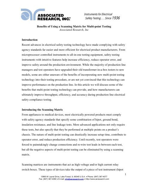 Benefits of Using a Scanning Matrix for Multi-point Testing